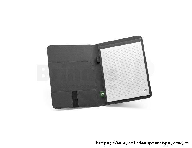 Pasta A4 em poliéster 100% reciclado 300D com caderno com 40 páginas pautadas