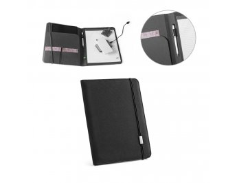 Pasta A4 em poli�ster 100% reciclado 300D com caderno com 40 p�ginas pautadas