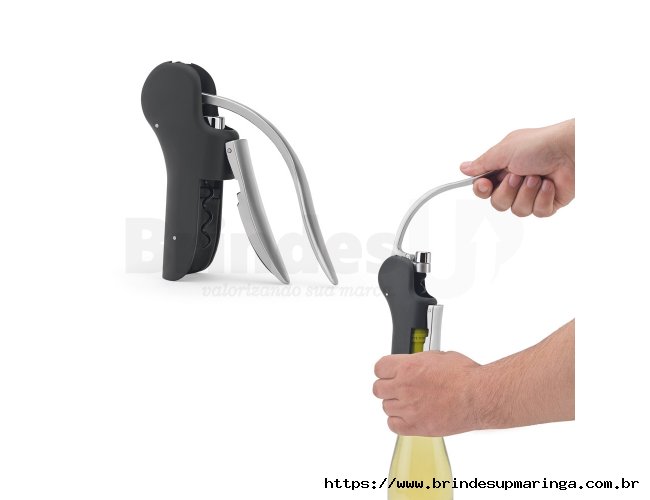 Saca-rolhas em ABS e zinco com alavanca automática para abertura fácil