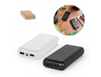 Bateria port�til em ABS 100% reciclado e capacidade de 20.000 mAh