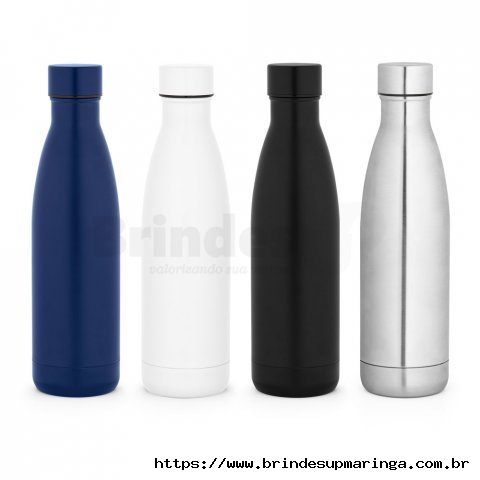 Garrafa em aço inox 90% reciclado de parede dupla térmica, isolada a vácuo e acabamento mate 810 mL